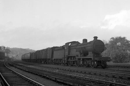 BR(S) D1 class 31735 passing Preston Park Pullman Car Works, East Sussex with a Birkenhead - Brighton service in Oct 1952 - J.H.W. Kent [090692]
