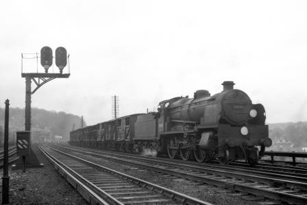 BR(S) U1 class 31890 passing Preston Park Pullman Car Works, East Sussex with a down Cattle Wagons service on Friday 19 Dec 1952 - J.H.W. Kent [090721]