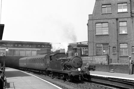 BR(E) F5 class 67211 at Stratford Low Level, Greater London with a Palace Gates - North Woolwich service on Saturday 09 May 1953 - J.H.W. Kent [090780]