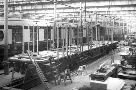 Pullman Cars at Inside Preston Park Pullman Car Works, East Sussex on Thursday 03 May 1951 - J.H.W. Kent [091307]