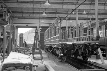 Pullman 1st Class Kitchen Car 'Aries' inside Preston Park Pullman Car Works, East Sussex on Wednesday 30 May 1951 - J.H.W. Kent [091373]
