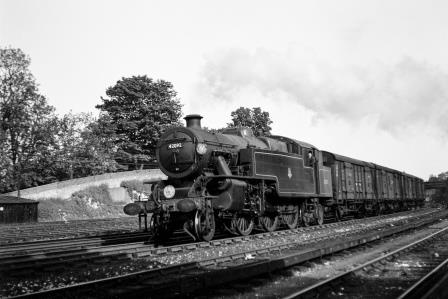 BR(S) 4P class 42092 passing Preston Park Pullman Car Works, East Sussex with an up Vans service on Thursday 31 May 1951 - J.H.W. Kent [091375]