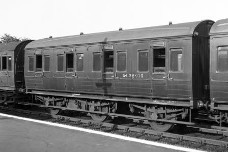BR(M) 6 wheel LMS Coach M26015 at Eastleigh, Hampshire on Saturday 02 Jun 1951 - J.H.W. Kent [091388]