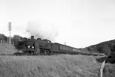 BR(S) N class 31816 at Patcham, East Sussex with the 7.54pm Brighton - High Wycombe service on Sunday 17 Jun 1951 - J.H.W. Kent [091430]