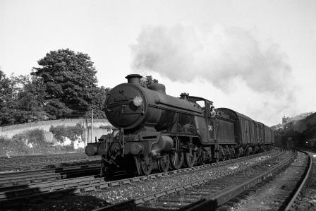 BR(S) Brighton Atlantic class 32421 'South Foreland' passing Preston Park Pullman Car Works, East Sussex with an up Vans service on Tuesday 03 Jul 1951 - J.H.W. Kent [091456]