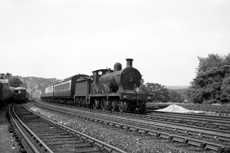 SR D class 1732 passing Preston Park Pullman Car Works, East Sussex with a Birkenhead - Brighton service on Monday 16 Jul 1951 - J.H.W. Kent [091494]