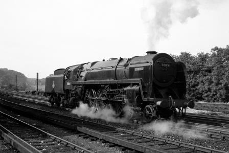 BR Britannia class 70014 'Iron Duke' passing Preston Park Pullman Car Works, East Sussex on Tuesday 17 Jul 1951 - J.H.W. Kent [091505]