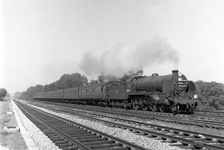 BR(S) King Arthur class 30796 'Sir Dodinas le Savage' approaching Swanley, Kent with a Victoria - Ramsgate service on Saturday 30 Aug 1958 - J.H.W. Kent [092069]