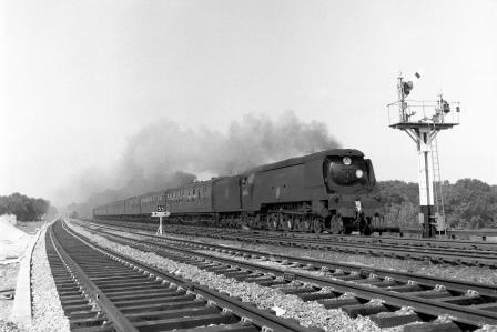 BR(S) Battle of Britain class 34089 '602 Squadron' approaching Swanley, Kent with a Dover Marine - Victoria Boat Train on Saturday 30 Aug 1958 - J.H.W. Kent [092071]