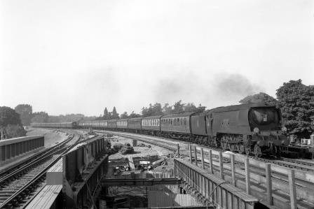 BR(S) West Country class 34101 'Hartland' at Shortlands, Greater London with a Victoria - Dover Marine Boat Train on Saturday 13 Sep 1958 - J.H.W. Kent [092113]