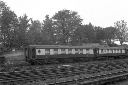 Pullman 2nd Class Kitchen Car 'Car No. 17' & Pullman 1st Class Kitchen Car 'Daphne' at Preston Park Pullman Car Works, Brighton, East Sussex on Wednesday 01 Oct 1958 - J.H.W. Kent [092152]