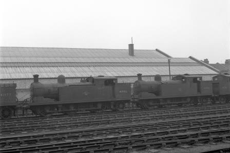 BR(M) 3F class 41993 & BR(M) 3F class 41984 at Plaistow, Greater London on Sunday 01 Feb 1959 - J.H.W. Kent [092186]