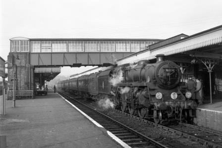 BR(S) 4MT class 76064 at Fareham Station, Hampshire with a LMR - Portsmouth service on Saturday 06 Dec 1958 - J.H.W. Kent [092212]