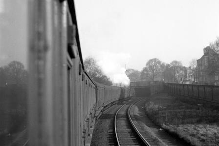 BR(E) N7 class approaching Hackney Downs Tunnel, Greater London on Saturday 28 Feb 1959 - J.H.W. Kent [092244]