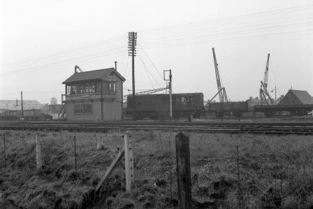 BR Class 16 D8400 at Alongside Angel Road Junction Box, Greater London with an up Goods off Enfield line service on Saturday 14 Mar 1959 - J.H.W. Kent [092285]
