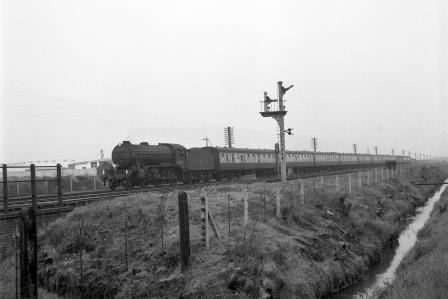 BR(E) K3 class 61957 approaching Angel Road, Greater London with an up Passenger service on Saturday 14 Mar 1959 - J.H.W. Kent [092287]