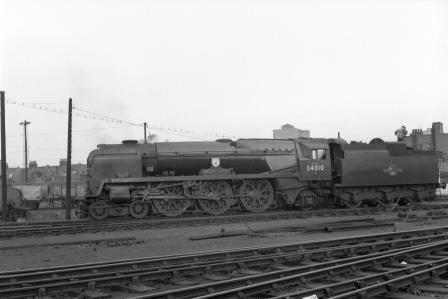 BR(S) West Country class 34010 'Sidmouth' at Nine Elms Shed, Greater London on Saturday 14 Mar 1959 - J.H.W. Kent [092303]