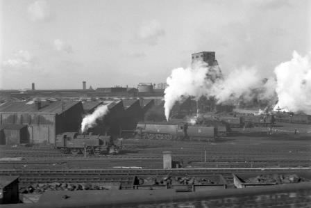 BR(S) Battle of Britain class 34085 '501 Squadron' at Stewarts Lane Shed, Greater London on Easter Saturday 28 Mar 1959 - J.H.W. Kent [092312]