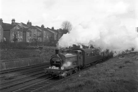 LNER J52 class 1247 at Honor Oak Park, Greater London with a BRPS "The Blue Belle" Rail Tour on Sunday 01 Apr 1962 - J.H.W. Kent [093212]
