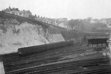 BR DMU at Brighton, East Sussex with a Service arriving from the Hove direction in Winter 1965 - J.H.W. Kent [093480]