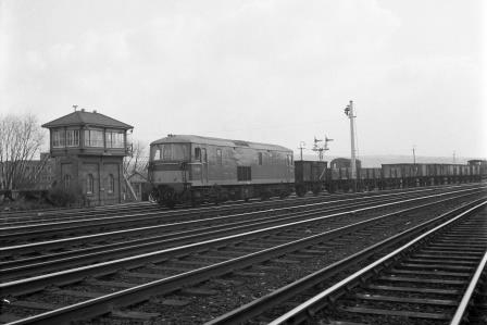 BR Class 73 E6011 near Brighton, East Sussex with a Northbound Goods in Winter 1965 - J.H.W. Kent [093491]