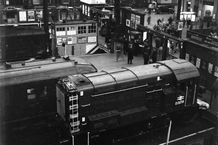 BR Class 8 D3219 at Brighton Station, East Sussex with a Light engine at buffers in 1967 - J.H.W. Kent [093523]
