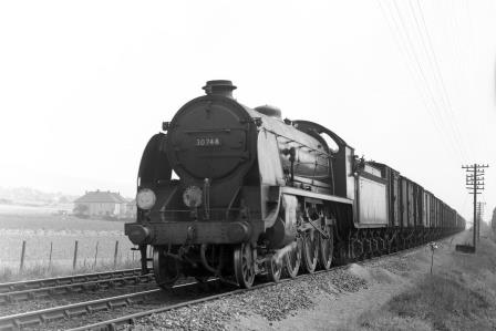 BR(S) King Arthur class 30748 'Vivien' between Fareham and Portchester, Hampshire with a Westbound Goods on Saturday 01 Jun 1957 - J.H.W. Kent [094442]