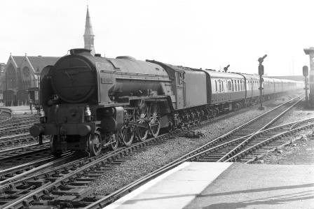 BR(E) A1 class 60150 'Willbrook' at Doncaster Station, Yorkshire with a Northbound service circa Jul 1957 - J.H.W. Kent [094528]