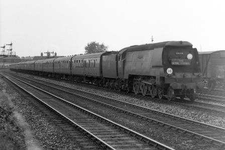 BR(S) Battle of Britain class 34110 '66 Squadron' passing Mount Pleasanr Crossing, Hampshire with the down "The Royal Wessex" on Thursday 25 Jul 1957 - J.H.W. Kent [094550]