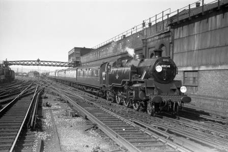 BR Std 4MT class 80154 at Brighton, East Sussex with the "RCTS Sussex Coast Limited" Rail Tour on Sunday 13 Apr 1958 - J.H.W. Kent [094572]