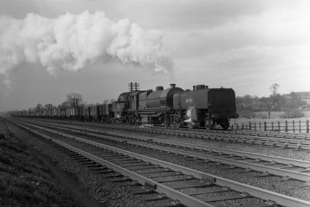 BR(M) Beyer-Garratt class 47991 near Radlett, Hertfordshire with a Southbound Goods on Easter Saturday 17 Apr 1954 - J.H.W. Kent [094658]
