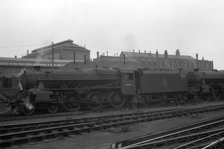 BR(M) 5MT class 45091 at Brighton Shed, East Sussex on Saturday 05 Jun 1954 - J.H.W. Kent [094722]