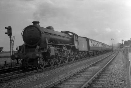 BR(E) B1 class 61409 near Brookmans Park, Hertfordshire with a Northbound service on Saturday 14 Aug 1954 - J.H.W. Kent [094767]