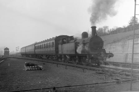BR(M) 1P class 58065 at Upminster, Greater London with an Upminster - Romford push-pull service on Saturday 07 May 1955 - J.H.W. Kent [094839]