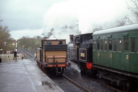 Bluebell Railway A1X class 55 'Stepney' & Bluebell Railway 0415 class 30583 at Sheffield Park, East Sussex on Sunday 14 Nov 1982 - R.C. Riley [105524]