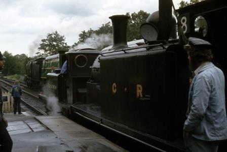Bluebell Railway A1X class 72 'Fenchurch' & Bluebell Railway CR 439 class 419 at Sheffield Park, East Sussex with a Service to Horsted Keynes on Sunday 27 Jun 1982 - J.H.W. Kent [112033]
