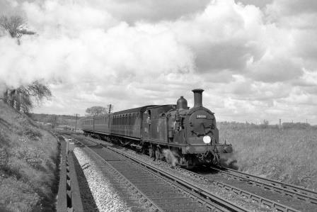 BR(S) M7 class 30056 near Baker's Crossing, Horsham, West Sussex with the 9.30am Brighton - Horsham service on Saturday 02 May 1959 - J. Scrace [140038]