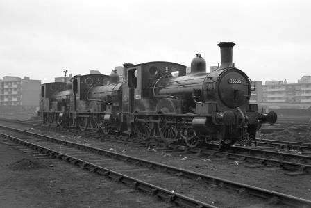 BR(S) Well Tank class 30585 & BR(S) Well Tank class 30586 & BR(S) Well Tank class 30587 at Nine Elms Shed, Greater London on Saturday 15 Dec 1962 - J. Scrace [140203]