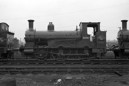 BR(S) Well Tank class 30587 at Nine Elms Shed, Greater London on Saturday 15 Dec 1962 - J. Scrace [140219]