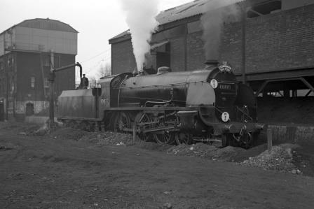 BR(S) S15 class 30837 at Eastleigh Shed, Hampshire with the "LCGB S15 Commemorative" Rail Tour on Sunday 16 Jan 1966 - J. Scrace [140287]