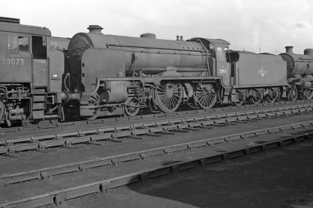 BR(S) Schools class 30911 'Dover' & BR(S) USA class 30073 at Eastleigh Shed, Hampshire on Tuesday 27 Aug 1963 - J. Scrace [140331]