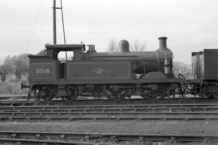 BR(S) H class 31518 at Three Bridges Shed, West Sussex on Friday 28 Feb 1964 - J. Scrace [140523]