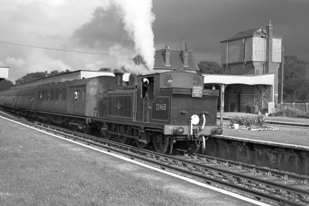 BR(S) E4 class 32468 at Christ's Hospital Station, West Sussex with the 3.19pm Horsham - Brighton service on Saturday 07 Oct 1961 - J. Scrace [140762]