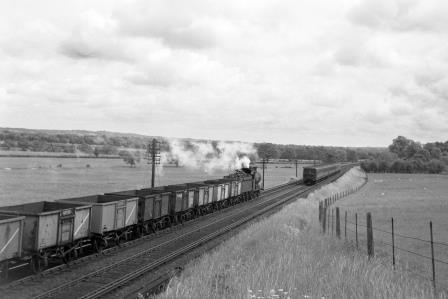 BR(S) C2X class 32532 & BR(S) Class 2-BIL 2068 near Christ's Hospital, West Sussex with the 9.02am from Hove Goods on Saturday 06 Jun 1959 - J. Scrace [140806]