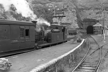 BR(S) O2 class W14 'Fishbourne' at Ventnor Station, Isle of Wight with the 5.40pm Ventnor - Ryde Pier Head service on Friday 21 Jun 1963 - J. Scrace [140928]
