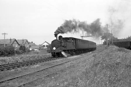 BR(S) O2 class W16 'Ventnor' at Shanklin, Isle of Wight with the 12.42pm Ryde Pier Head - Ventnor service on Saturday 17 Jul 1965 - J. Scrace [140949]