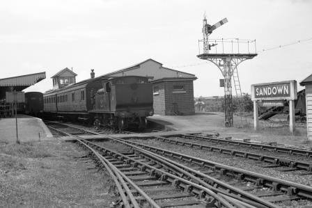 BR(S) O2 class W16 'Ventnor' at Sandown Station, Isle of Wight with the 12.44pm Shanklin - Ryde Pier Head service on Saturday 25 Jun 1966 - J. Scrace [140950]