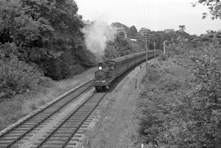 BR(S) O2 class W18 'Ningwood' at Brading, Isle of Wight with the 1.20pm Ryde Pier Head - Shanklin service on Saturday 17 Jul 1965 - J. Scrace [140983]