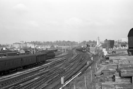 BR(S) West Country class 34026 'Yes Tor' at Horsham, West Sussex with the 11.28am Norbury - Southampton Football Special on Saturday 07 Nov 1964 - J. Scrace [141304]