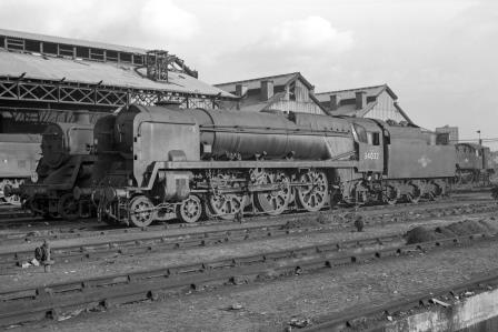BR(S) West Country class 34032 'Camelford' at Nine Elms Shed, Greater London on Saturday 04 Feb 1967 - J. Scrace [141335]